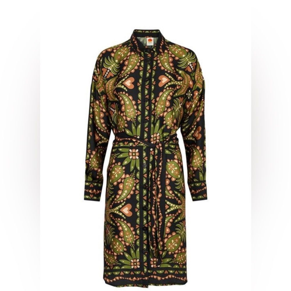 FARM Rio Black and Green Patterned Dress